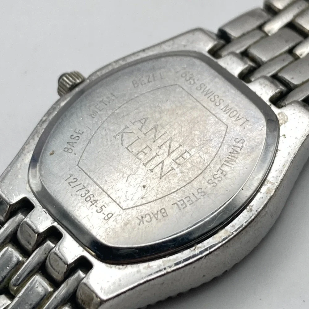 Anne Klein Diamond Womens Watch 23mm Silver Tone MOP Dial Swiss New Battery 6.5